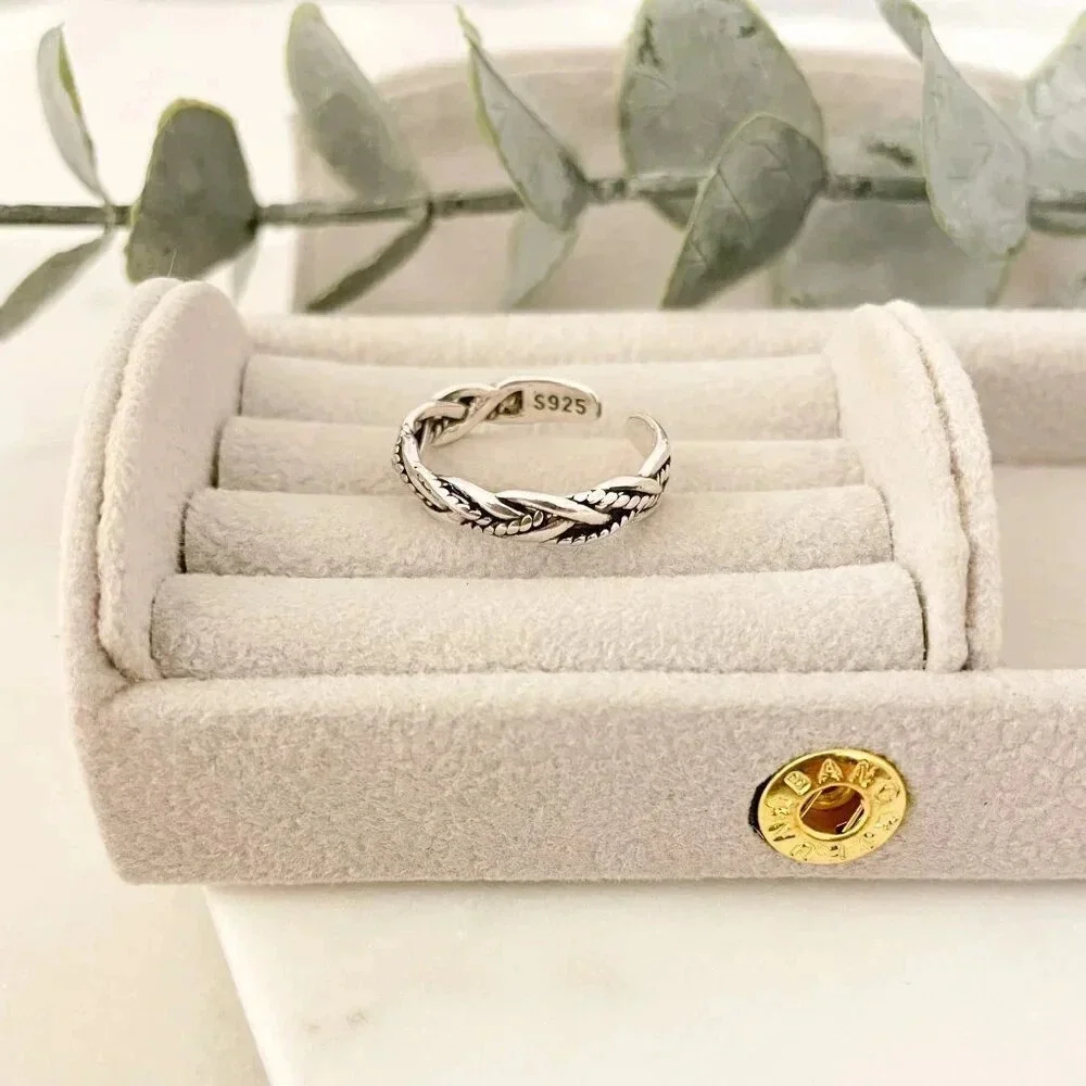 925 Sterling Silver Minimalist Ring Dainty Ring Twist Ring Band Geometric Ring